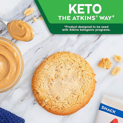 Atkins Peanut Butter High Protein Cookie, Keto Snacks, 3g Net Carb, 1g Sugar, Low Sugar Snacks, Low Carb Treats, 4 Count