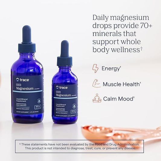 Trace Minerals Ionic Magnesium - Liquid Ionic Magnesium to Support Immune, Brain & Heart Health - Supplement to Aid Energy & Vitality - Supplement with Magnesium & Sodium - 4 fl oz (30 Servings)