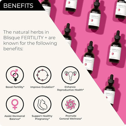 Blisque - Natural Fertility and Conception Support Supplement for Women | with Chasteberry | Doctor Approved | Vegan and Non-GMO | 2 Ounces | 59 Servings