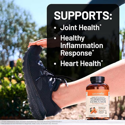 NatureWise Curcumin Turmeric 2250mg - 95% Curcuminoids & BioPerine Black Pepper Extract for Advanced Absorption - Daily Joint and Immune Health Support - Vegan, Non-GMO, 90 Count[30-Day Supply]