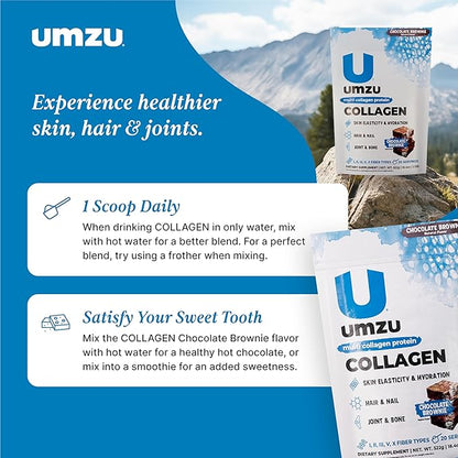 UMZU zuCollagen Multi Collagen Protein Powder, Chocolate – 5 Collagen Types I II III V X – High Protein Low Calorie Supplement for Hair Growth Skin Elasticity Joint Health and Daily Recovery Support