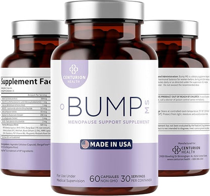Centurion Health Bump MS, Complete Herbal Menopause Supplement for Women, 19 Powerful Ingredients with Dong Quai, Black Cohosh, Folinic Acid, Methylfolate, Wild Yam, Choline and DHA, 60 Caps