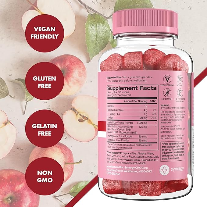 Flat Tummy Keto ACV Gummies, 60 Count – Specialized Formula, Post GLP-1 Keto Supplement, Vegan-Friendly, Non-GMO - Apple Cider Vinegar Gummies, BHB Salts, Beet and Pomegranate Superfood Powders