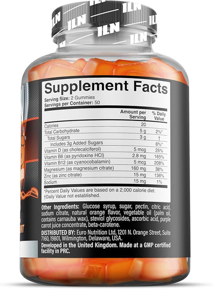 Iron Labs ZM6 Gummies – High Strength Zinc Magnesium Gummies for Men & Women (100 Count, Orange Flavor, Vegan) – Magnesium Citrate and Zinc Citrate Supplements with Vitamin B6 and D3
