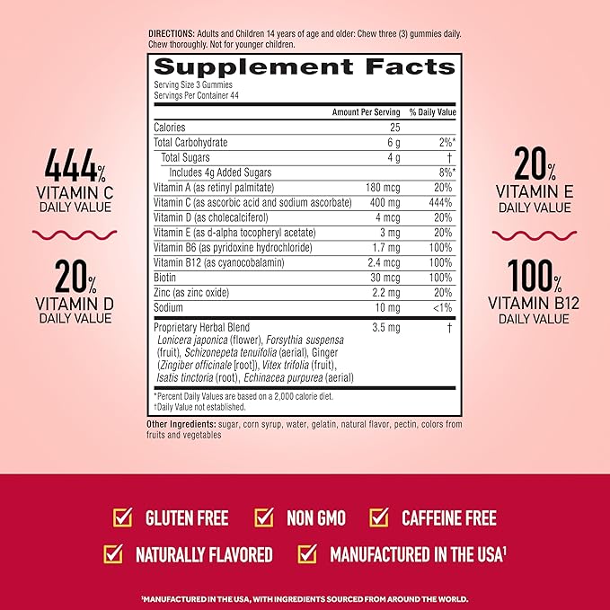 Airborne 400mg Vitamin C Gummies for Adults & Children, Immune Essentials Daily Immune Support Supplement with Powerful Antioxidants Vitamins C & E Plus Selenium - 132 Gummies, Orchard Fruit Flavor