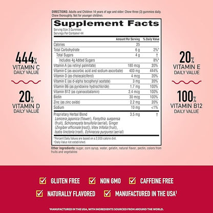 Airborne 400mg Vitamin C Gummies for Adults & Children, Immune Essentials Daily Immune Support Supplement with Powerful Antioxidants Vitamins C & E Plus Selenium - 132 Gummies, Orchard Fruit Flavor