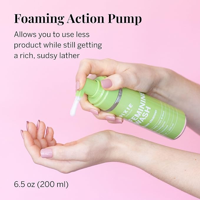 Pixie Feminine Wash – Healthy Foaming Cleaner with Natural Ingredients – More Foam Wash in Bottle Than Any Other Brand – pH Balanced & Plant Based – for Your Menstrual Cups and Discs, 6.5 Fluid oz