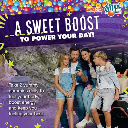 Vital+Boon - Iron with Vitamin C & B12 Gummies (120 Count) Vital for Red Blood Cell Formation | Gum Drop Grape Real Pectin Fruit Chew Supplements | Vegan, Non-GMO, Gluten Free & Gelatin Free