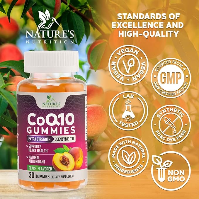 CoQ10 Gummies - Coenzyme Q10 100mg Per Serving - 3X Strength, High Absorption, Antioxidant Supplements for Heart Health Support & Energy Production, Ultra Coq 10 Vitamins Supplement - 30 Gummies