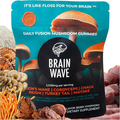 Superfood Mushroom Gummies | Delicious Daily Multi Lions Mane Mushroom Gummy Supplement 2,008 mg | Reishi Mushroom + Cordyceps + Turkey Tail + Chaga + Maitake | Mushroom Gummies for Focus and Energy