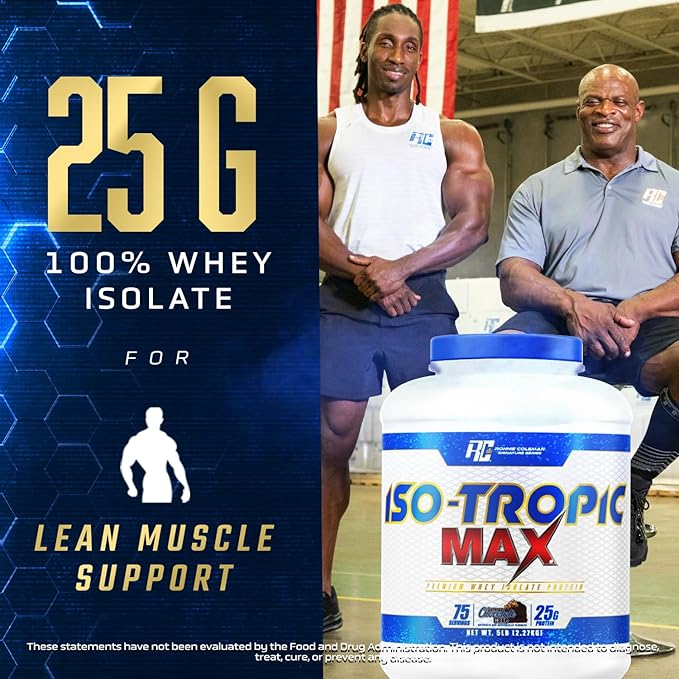 Ronnie Coleman 5lbs Chocolate Whey Isolate Protein Powder | 25g Protein with 75 Servings | German Chocolate Cake Pre Workout Powder for Men & Women, Low Sugar Supplement for Lean Muscle Support