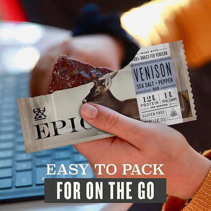 Epic Provisions Protein Bars Variety Pack, Venison, Chicken, and Beef Flavors, Keto and Paleo Friendly, 12 ct