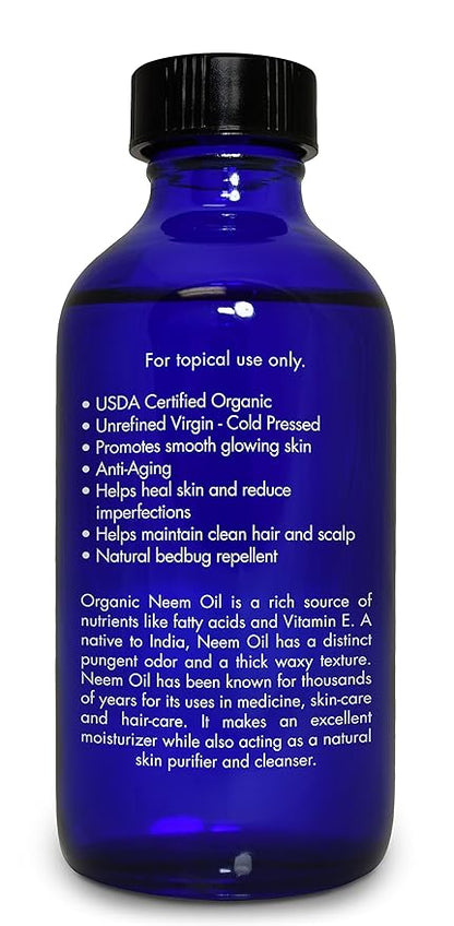 Organic, Neem Oil, for Plants, Skin, Hair, Dogs – 100% Pure, Neem Oil, by Zongle Therapeutics, 4 OZ