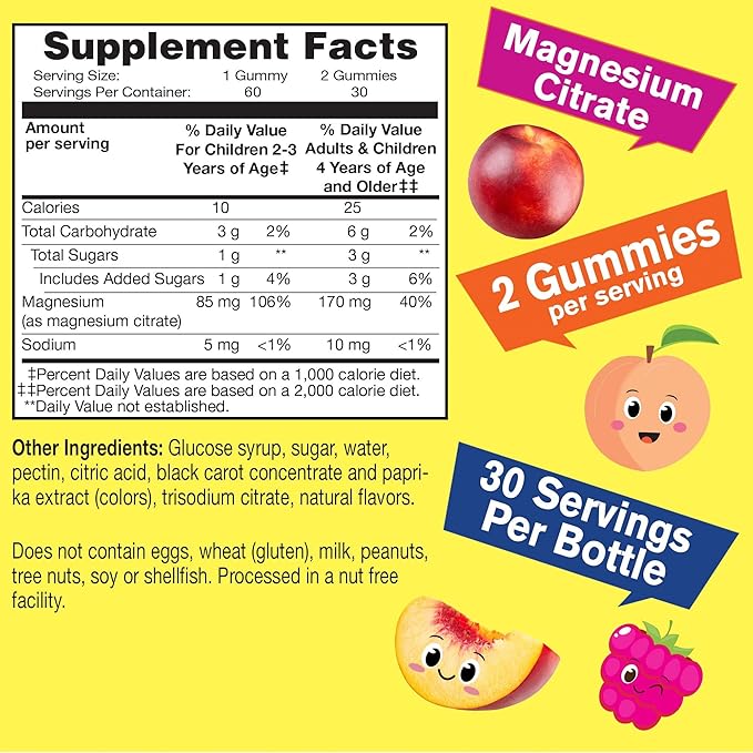 WellYeah Magnesium Citrate Gummies for Kids (2 Pack) - Chewable Stress Relief Supplement for Children - Natural Calm, Mood Support, Non-GMO, Gluten Free - Natural Sourced Flavors - 60 Gummies