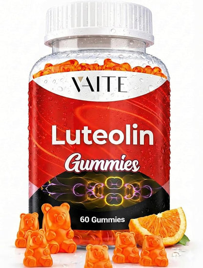 Luteolin 100mg Supplement - Vegan, Non-GMO, Sugar-Free, Easy to Swallow - Antioxidant Complex for Brain Health, Memory, Cognitive Function, Mood & Energy for Men and Women - 60 Chewable Gummies