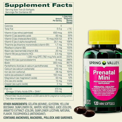 Spring Valley Mini Prenatal Vitamins for Women Softgels. Prenatal Care with DHA for Expectant Mothers. Mini Prenatal Vitamins for Women 240 Soft Gels Bundle with 45 Diabetes Decoded