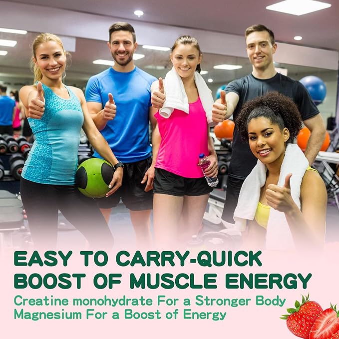 NSF Certified Creatine Gummy 5g - Creatine Monohydrate Gummies for Men & Women, Creatine Monohydrate for Muscle Strength, Muscle Builder, Energy Boost, Pre-Workout Supplement(120 Count)-Strawberry