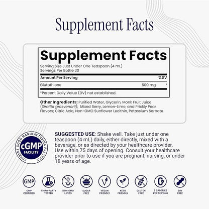Rho Nutrition Liposomal Glutathione - Ultra High Absorption Liquid Glutathione Supplement - Supports Natural Detoxification, Immune System, Skin Health, Mental Clarity & Overall Well-Being