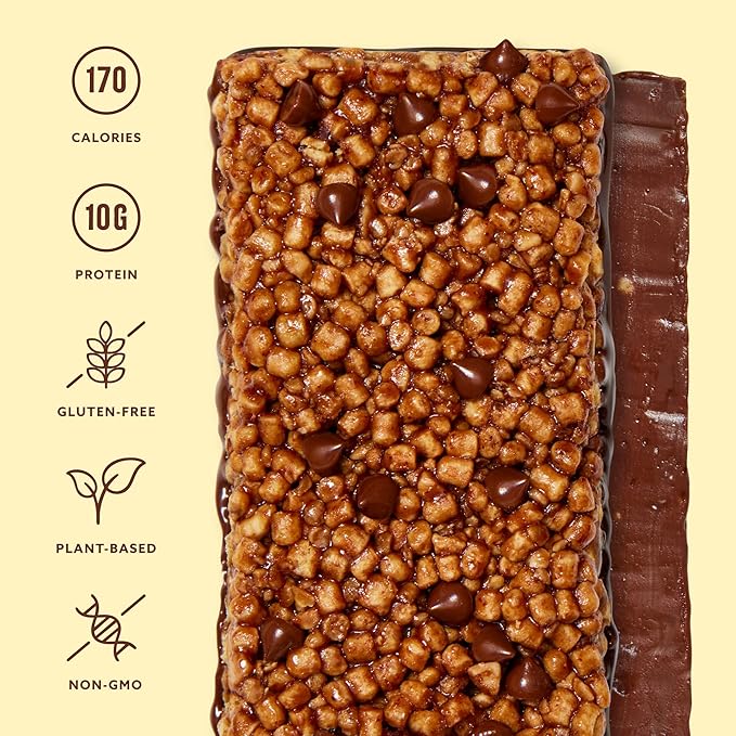 Mezcla Puff Crispy Protein Bars, Gluten Free & Vegan Protein Bars, 10g Protein, Alt for Crispy Rice Treat, Granola Bars & Breakfast Bars, Healthy Snacks for Adults, Almond Butter Chocolate, 1 Count