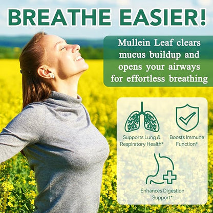 Mullein Gummies for Lung Cleanse 60 Count - Mullein Leaf Extract Gummies with Chlorophyll - Natural Herbal Supplement for Lung Cleanse, Respiratory Support, Boosts Immunity, Digestive Wellness