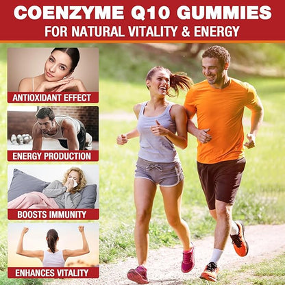2 Pack CoQ10 Gummies 3000 mg - Plus Omega-3, Vitamin B3 & Zinc, High Absorption Coenzyme Q10 Supplements for Cellular Energy & Antioxidant Support, Vegan 120 Count