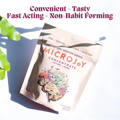 Microjoy Concentrate Gummies – Focus, Memory, Brain Health & Mood Support Supplement – Vegan, Non-GMO, Gluten-Free - Lemon Flavor (30 Servings)
