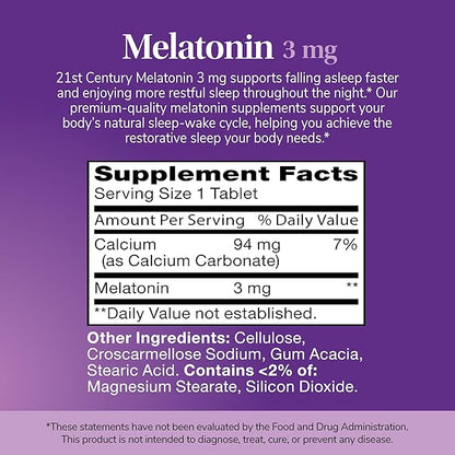 21st Century Melatonin 3 mg Tablets, 200 Count