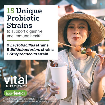 Hyperbiotics Vital Nutrients Pro-15 Prebiotics and Probiotics for Women and Men | 15 Science Backed Strains | Supports Occasional Constipation, Diarrhea, Gas & Bloating | 30 Vegan Time Release Pearls