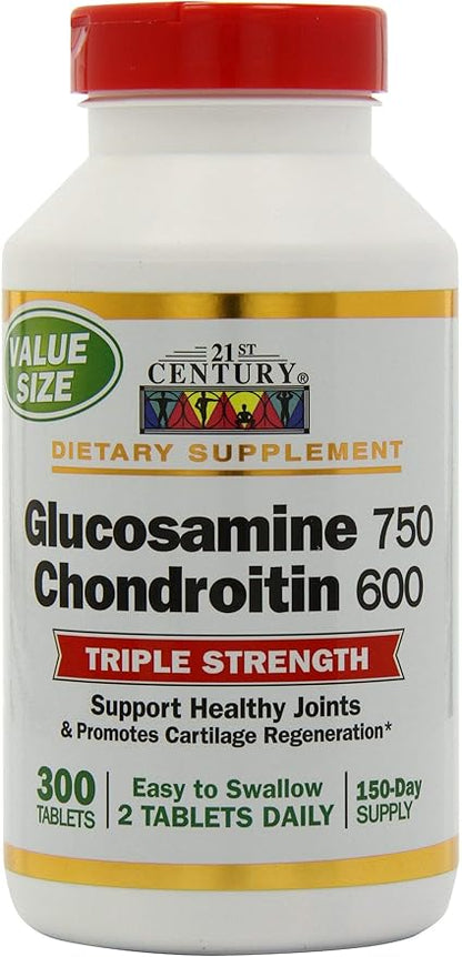 21st Century Glucosamine Chondroitin 750/600mg - Triple Strength, Tablets, 60 Count