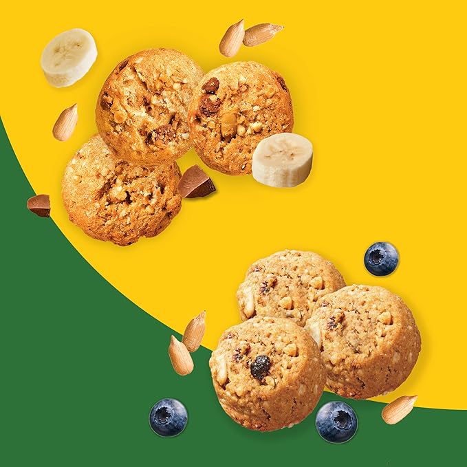 belVita Energy Snack Bites Variety Pack,Banana Dark Chocolate & Sunflower Seed,Blueberry & Sunflower Seed,15 Snack Packs,(Pack of 2)