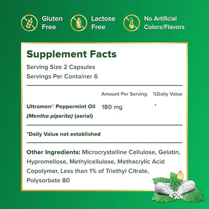 IBgard Gut Health Supplement, Peppermint Oil Capsules for Abdominal Comfort, 12 Capsules