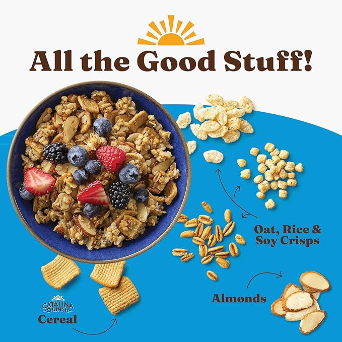 Catalina Crunch Protein Granola - Low Sugar Breakfast Cereal with 13g of Protein - Gluten Free, Keto Friendly - Vanilla Almond - 8 oz. Bag (Pack of 3)