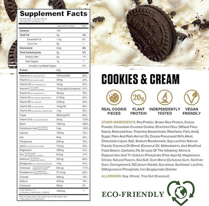 Ambrosia Planta - Plant-Based Protein Powder 20g | Dairy Free Vegan Protein Powder with BCAA Amino Acids | Keto-Friendly, No Added Sugar | 25 Servings | Cookies Cream