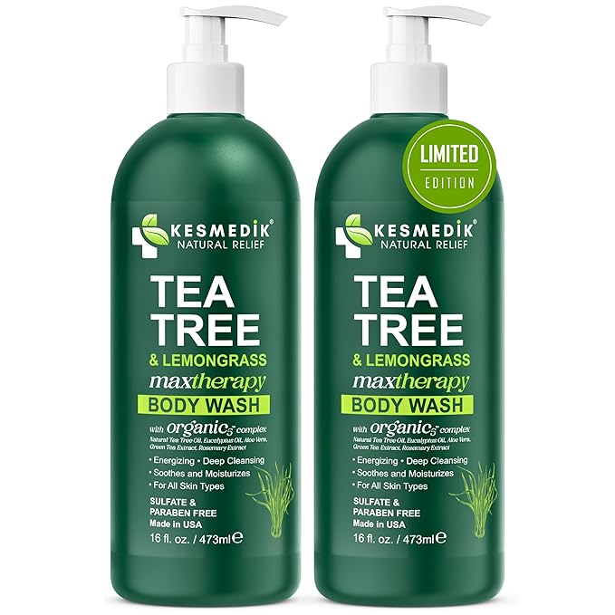 Tea Tree Lemongrass Body Wash MaxTherapy, Itchy Skin Relief, Antifungal Defense, Fights Body Odor, Soothes Jock Itch & Athlete's Foot, Intimate Wash, Men & Women, 2-Pack, Limited Edition