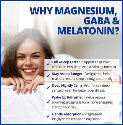 CanPrev Magnesium Bisglycinate Chelated + GABA & Melatonin, 120 Veg Caps, 120-Day Supply, Support Restful Night, Muscle Function, Promote Relaxation & Balanced Sleep-Wake Cycle, Vegan, No GMO & Gluten