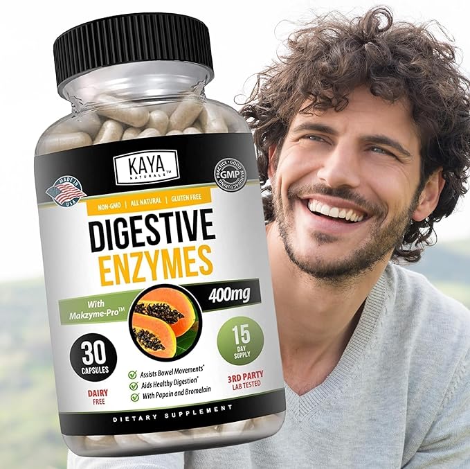 Kaya Naturals Digestive Enzymes with Prebiotics & Probiotics - Constipation & Bloating Relief Pills for Women & Men - Aids Immune Function - Digestion Support - 30 Veggie Capsules (Pack of 2)