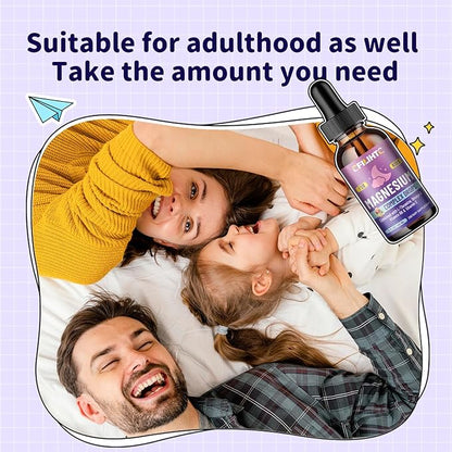 Kids Magnesium Liquid Drops-Magnesium Glycinate Liquid for Kids Supplement-w/L-theanine, Omega-3, Vitamin B6, D3 - for Sleep, Relaxation, Brain, Bones - Mixed Berry Flavor, 4 Fl Oz