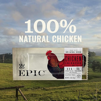 EPIC Chicken Sriracha Bar, Keto and Paleo Friendly, Protein Bars, 4 Ct, 5.2 oz