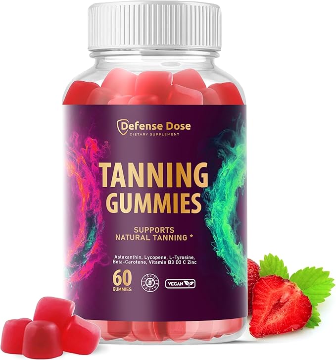 Tanning Gummies for Women - Self Tan Bronzing Melanin Supplement That Support a Natural Glow - Daily Oral Chews Skin Health Glow Up Sunless Tan with Vitamins Beta Carotene - No Sugar Vegan