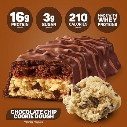 FITCRUNCH Snack Size Protein Bars, 6-Layer Baked Bar, 3g of Sugar, Gluten Free & Soft Cake Core (9 Bars, Chocolate Chip Cookie Dough)