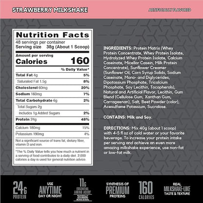 BSN SYNTHA-6 EDGE Protein Powder, Strawberry Flavored Powder with Hydrolyzed Whey, Micellar Casein, for Muscle Gain, Low Sugar, 24g Protein, Strawberry Milkshake, 48 Servings, 4.01 Pound (Pack of 1)