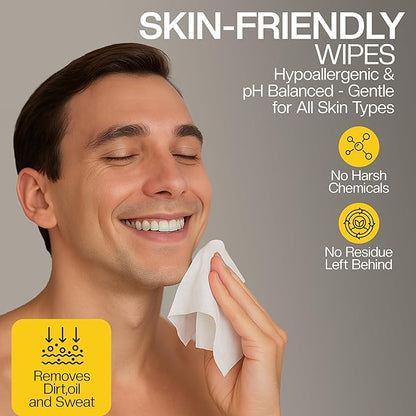 Face & Body Cleansing Wipes - Charcoal, Cooling, Refreshing, Energizing (120 Ct.)