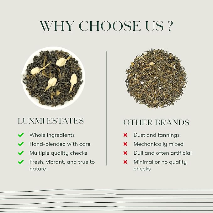 Luxmi Estates Midnight Bloom Jasmine Darjeeling Green Tea | 50 Biodegradable Teabags (50 cups)