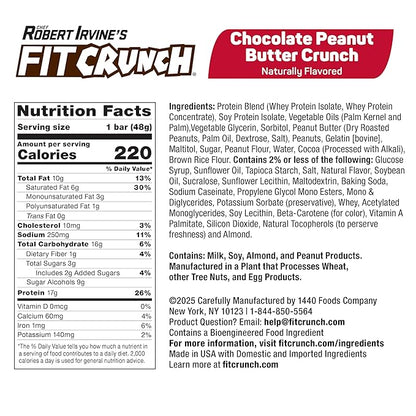 FITCRUNCH Snack Size Protein Bars, 6-Layer Baked Bar, 3g of Sugar, Gluten Free & Soft Cake Core (18 Bars, Peanut Butter Crunch)