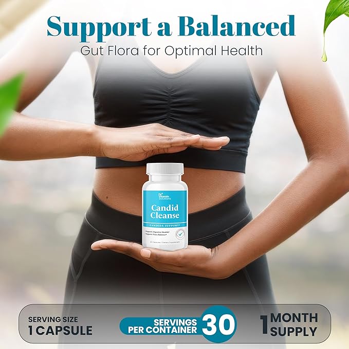 Candid Cleanse Supplement with GLP-1 Support - Oregano Leaf, Caprylic Acid & LactoSpore | Candida Support Pills for Digestive Health | Candida Cleanse Detox for Women & Men | 30