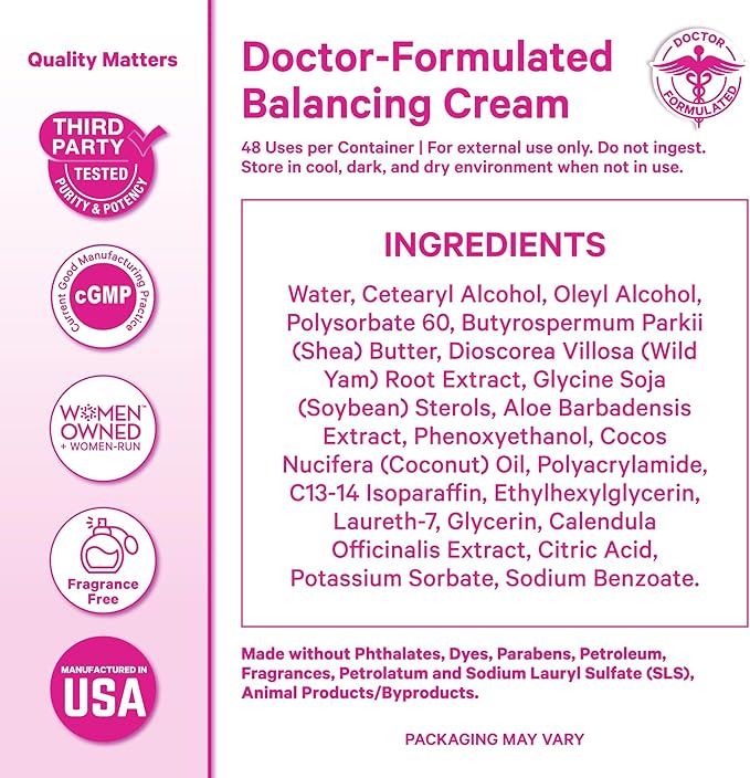 Pink Stork Wild Yam Cream for Hormone Balance | Doctor-Formulated | Topical Alternative to Supplements for Women | PMS, Fertility, Perimenopause, Menopause Support - Unscented, 4 oz, 1 Month Supply