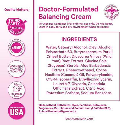 Pink Stork Wild Yam Cream for Hormone Balance | Doctor-Formulated | Topical Alternative to Supplements for Women | PMS, Fertility, Perimenopause, Menopause Support - Unscented, 4 oz, 1 Month Supply