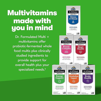Garden of Life Dr. Formulated Multi+ Energy Support Capsule with Green Coffee Bean, Rhodiola & Probiotics – Energy and Immune Support, Non-GMO, Gluten-Free, 30 Capsules