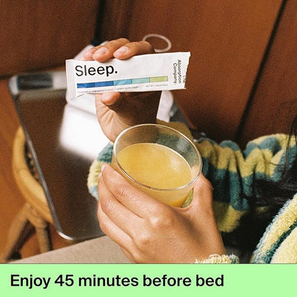 Sleep Aid Powder - Calming Drink for Deep Sleep with Liposomal Saffron, Magnesium & PharmaGABA Melatonin-Free Natural Supplement to Reduce Stress and Improve Sleep Quality Chamomile Lemonade 7 Sticks