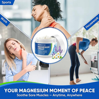 Topical Magnesium Cream for Sleep – Soothing Magnesium Lotion for Legs, Feet, and Body – Infused with Natural Herbal Extracts – 4.2oz / 120ml